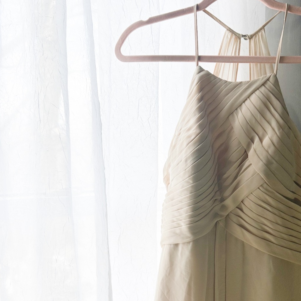 Elegant Cream Halter Dress
